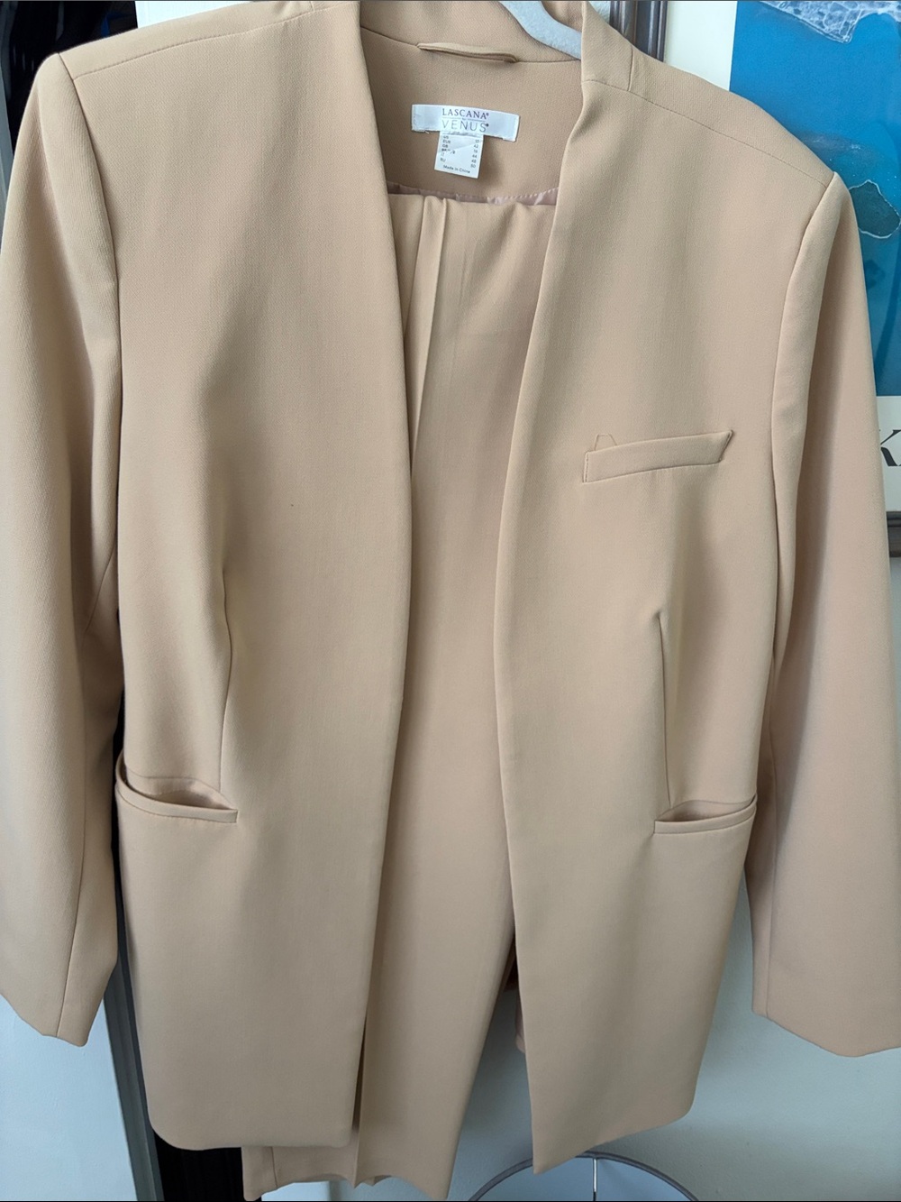 LASCANA Venus Women's Neutral Tan Collarless Blazer